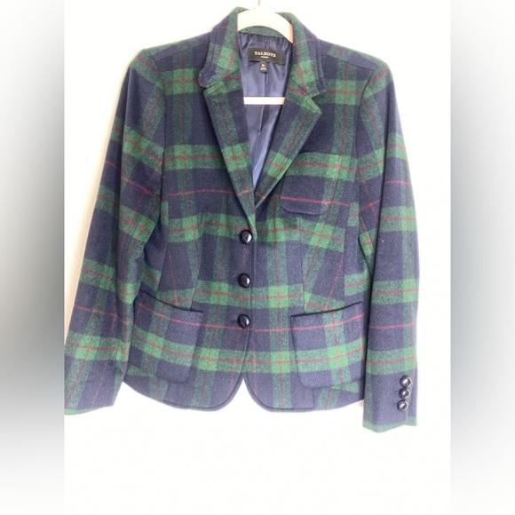 Talbots Women's Tartan wool Blazer - Navy and Green - Picture 2 of 7
